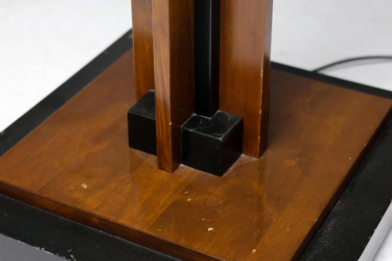 Amsterdam School Floor Lamp in Partially Ebonized Cherry with Linen Black Shade - Image 10