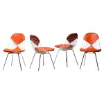 Set of 4 Eames Wire Chairs for Herman Miller with Original Girard Bikini Seats