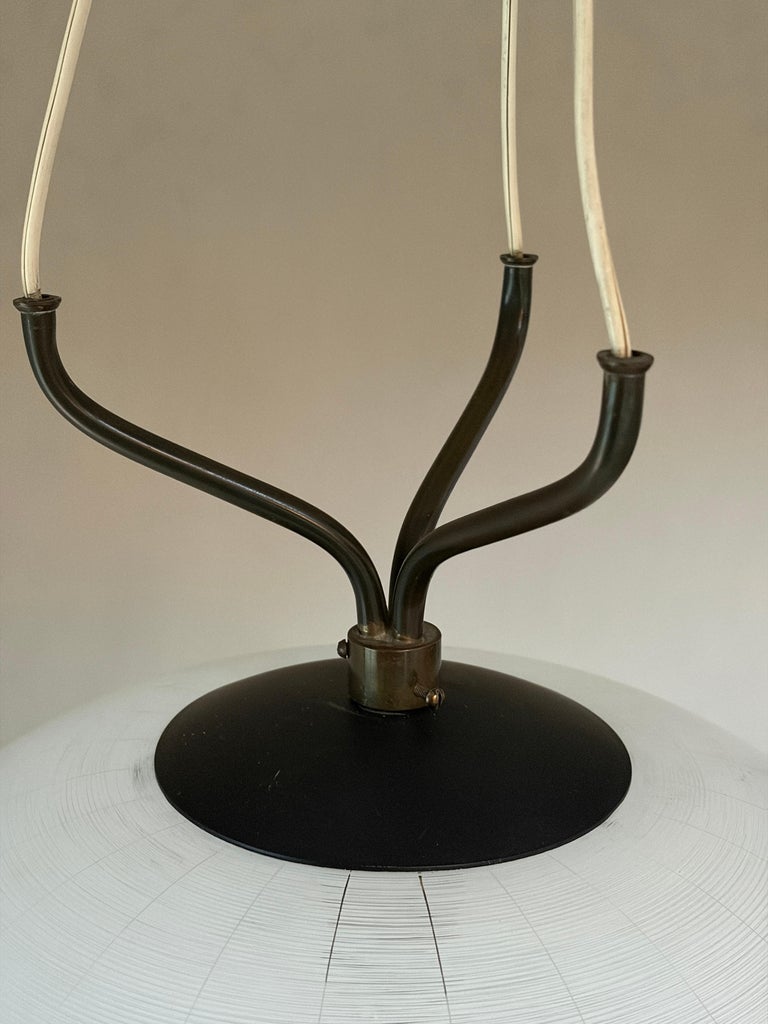 Murano White Filigrana Glass Pendant – Italy, 1950 - Image 6