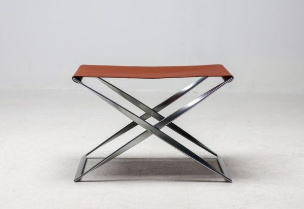 Poul Kjærholm PK-91 Folding Stool by E. Kold Christensen in Cognac Leather - Image 2