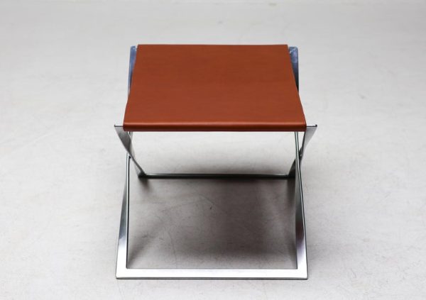 Poul Kjærholm PK-91 Folding Stool by E. Kold Christensen in Cognac Leather - Image 5