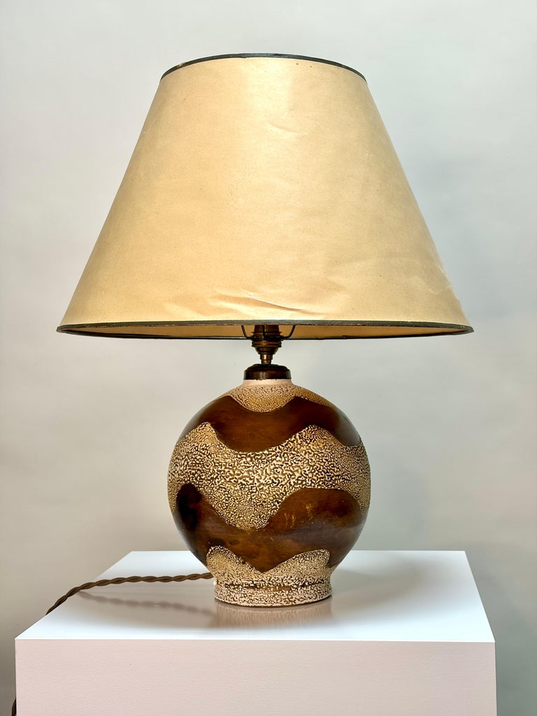 Art Deco Table Lamp Attributed to Jean Besnard, Ceramic, France, 1935 - Image 10