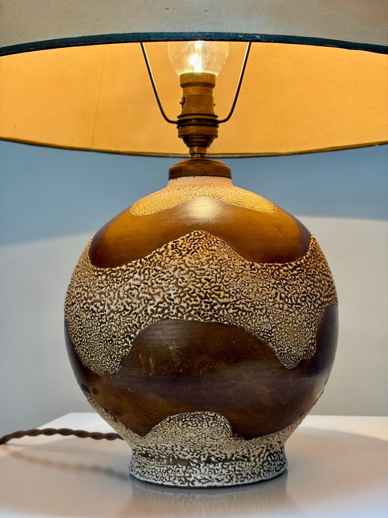 Art Deco Table Lamp Attributed to Jean Besnard, Ceramic, France, 1935 - Image 6