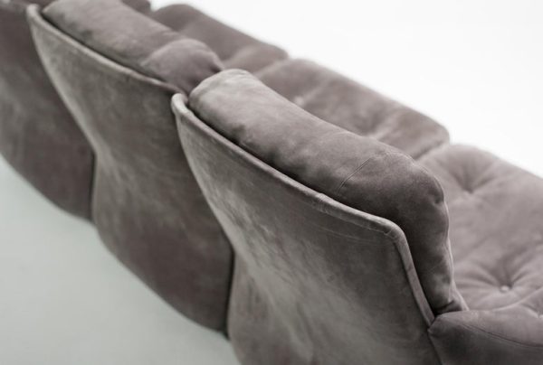 Michel Cadestin ‘Orchidée’ 3-Seater Sectional Sofa in Grey Suede by Airborne - Image 4