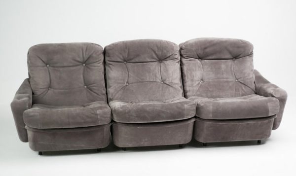 Michel Cadestin ‘Orchidée’ 3-Seater Sectional Sofa in Grey Suede by Airborne - Image 9