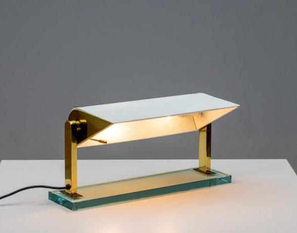 Crystal and Brass Desk Lamp 0836 by Pietro Chiesa for Fontana Arte - Image 3