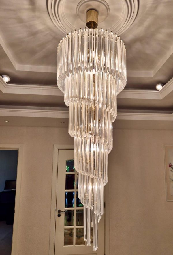 Large Murano Filigrana Glass Spiral Chandelier — Italian Mid-Century Opulence - Image 2