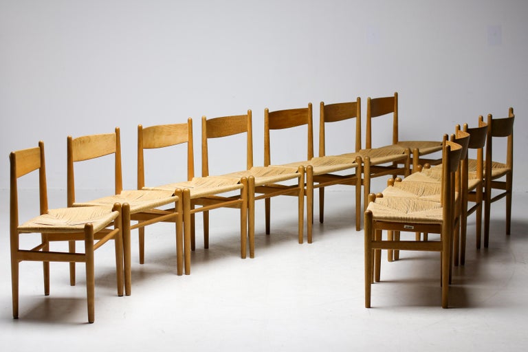 Hans J. Wegner PP75 Dining Table in Oak with Eleven Oak CH36 Dining Chairs - Image 6
