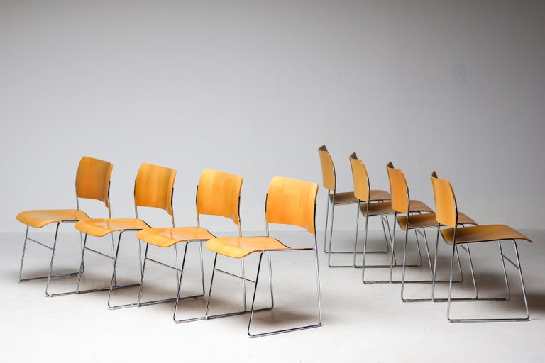 Set of David Rowland 40/4 Chairs for HOWE – Chrome & Beech – Numbered Examples - Image 14
