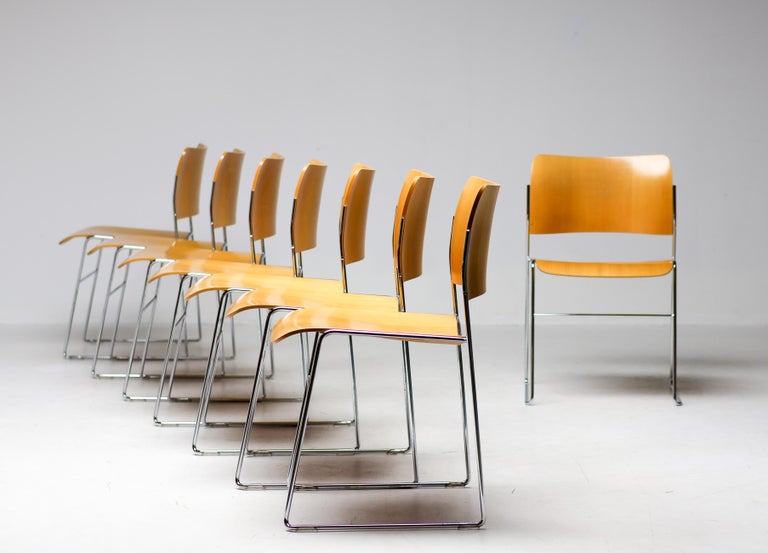 Set of David Rowland 40/4 Chairs for HOWE – Chrome & Beech – Numbered Examples - Image 9