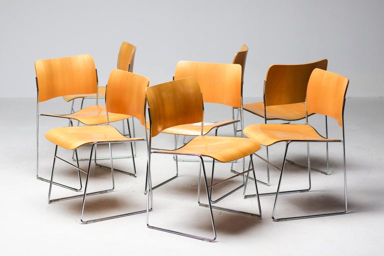 Set of David Rowland 40/4 Chairs for HOWE – Chrome & Beech – Numbered Examples - Image 13