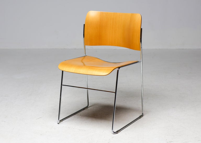 Set of David Rowland 40/4 Chairs for HOWE – Chrome & Beech – Numbered Examples - Image 4