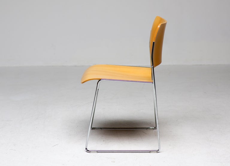 Set of David Rowland 40/4 Chairs for HOWE – Chrome & Beech – Numbered Examples - Image 7