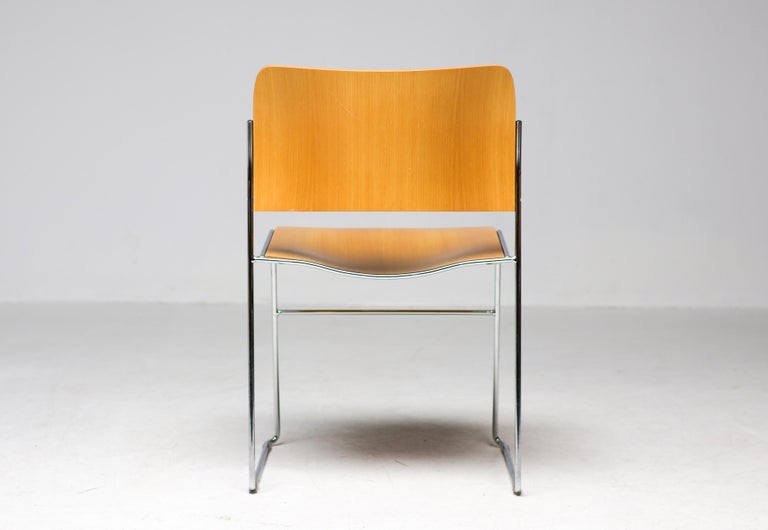Set of David Rowland 40/4 Chairs for HOWE – Chrome & Beech – Numbered Examples - Image 11