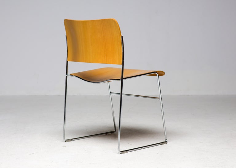Set of David Rowland 40/4 Chairs for HOWE – Chrome & Beech – Numbered Examples - Image 2