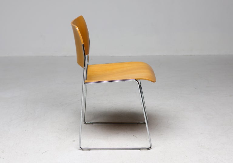 Set of David Rowland 40/4 Chairs for HOWE – Chrome & Beech – Numbered Examples - Image 12