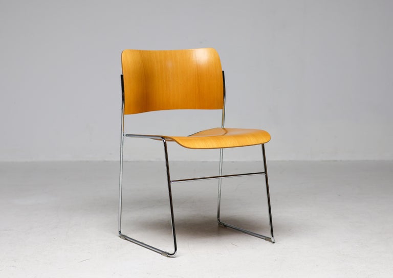 Set of David Rowland 40/4 Chairs for HOWE – Chrome & Beech – Numbered Examples - Image 15