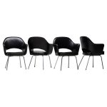 Set of 4 Saarinen Executive Armchairs for Knoll in Original Black Leather