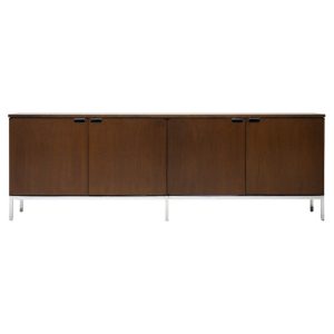 Florence Knoll - Knoll International Dark European Walnut Cabinet, Chromed Frame