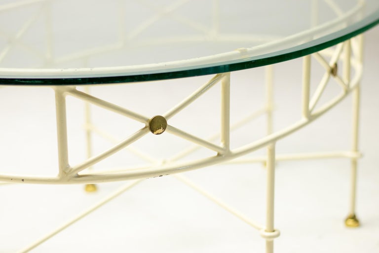 Elegant Italian Mid-Century Modern Oval Coffee Table — Glass, Steel and Brass - Image 3