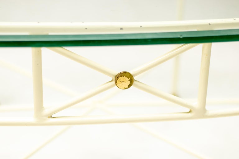 Elegant Italian Mid-Century Modern Oval Coffee Table — Glass, Steel and Brass - Image 8