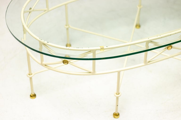 Elegant Italian Mid-Century Modern Oval Coffee Table — Glass, Steel and Brass - Image 9