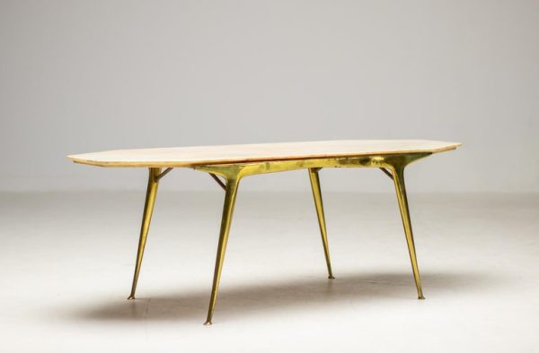 Italian Brass Coffee Table with Marble Top, 1960 - Image 3