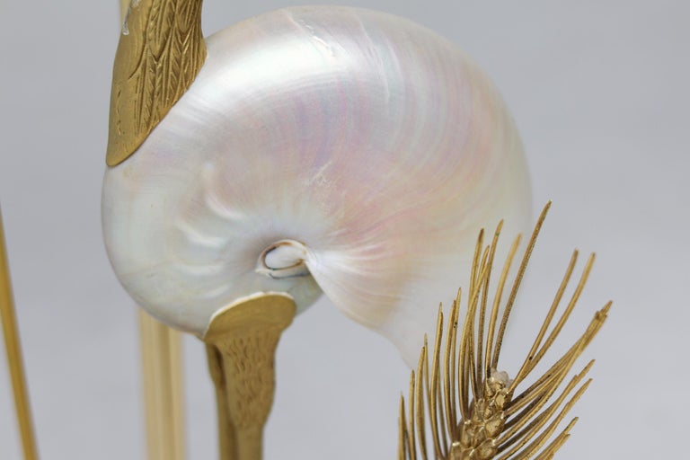 Monumental Gilt Brass Crane or Egret Floor Lamp by Antonio Pavia - Image 5