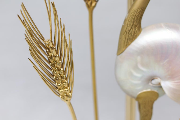 Monumental Gilt Brass Crane or Egret Floor Lamp by Antonio Pavia - Image 7