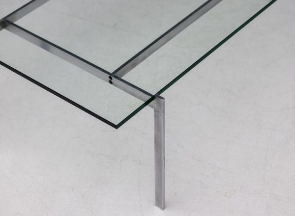 Architectural Rectangular Coffee Table in Steel and Glass - Image 7