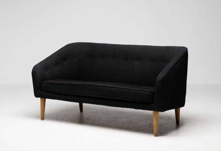 Compact Scandinavian Sofa in Original Wool Upholstery on Maple Legs, 1940s - Image 13