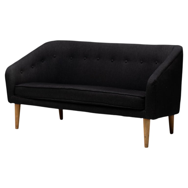 Compact Scandinavian Sofa in Original Wool Upholstery on Maple Legs, 1940s