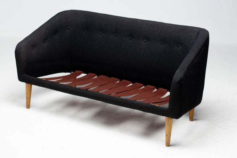 Compact Scandinavian Sofa in Original Wool Upholstery on Maple Legs, 1940s - Image 11