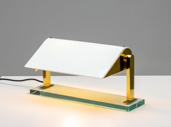 Crystal and Brass Desk Lamp 0836 by Pietro Chiesa for Fontana Arte - Image 5