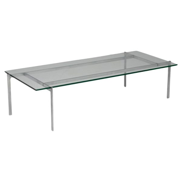 Architectural Rectangular Coffee Table in Steel and Glass
