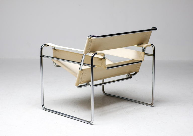 Marcel Breuer Early Canvas Model B3 "Wassily" Chair by Gavina - Image 6