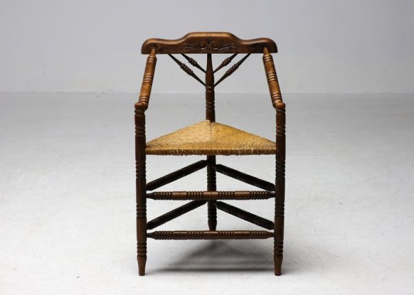 Mid 19th Century Antique Wooden Spindle Chair With Rush Seat - Image 11