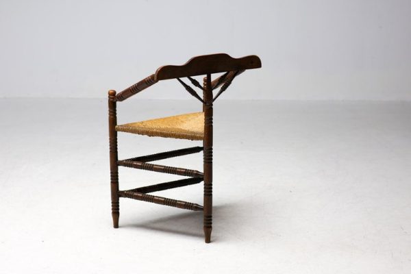 Mid 19th Century Antique Wooden Spindle Chair With Rush Seat - Image 7