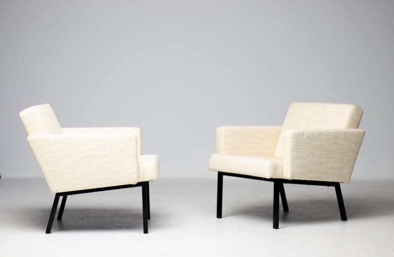 Pair of Martin Visser SZ48 Lounge Chairs for 't Spectrum, Beige/Cream Wool, 1965 - Image 9