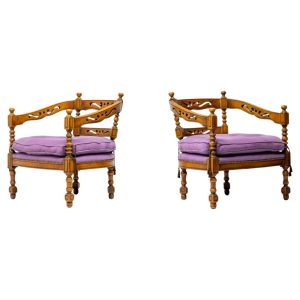 Pair of Purple Giorgetti "Gallery 1975" Armchairs