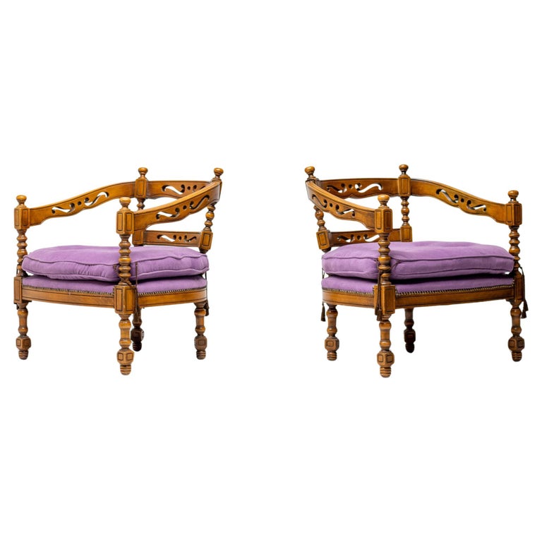 Pair of Purple Giorgetti "Gallery 1975" Armchairs