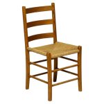 Eight Swedish Dining Chairs in Oregon Pine with Twisted Seagrass Seats, 1940s