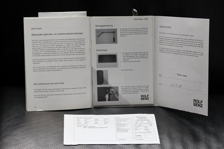 Rare Program 350 Three-Seater Sofa by Rolf Benz — Black Nappa Leather, Germany - Image 12