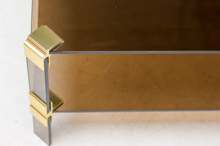 Hollywood Regency Smoked Glass Coffee Table – Modular Brass Construction - Image 6