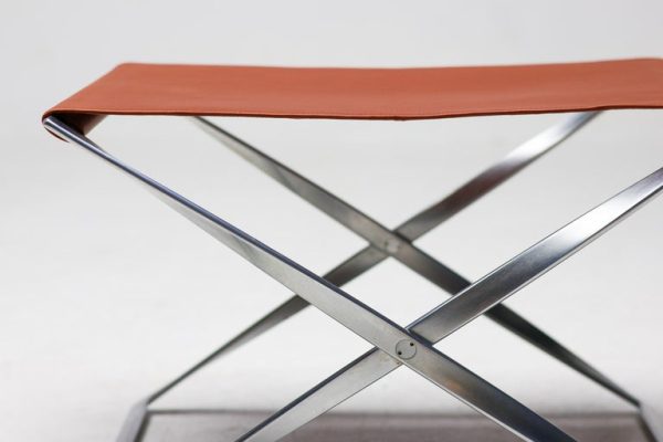 Poul Kjærholm PK-91 Folding Stool by E. Kold Christensen in Cognac Leather - Image 3