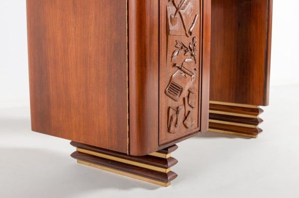 Italian Carved Walnut and Rosewood Desk with Matching Chair, 1960 - Image 5