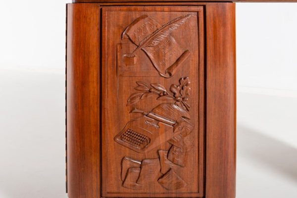 Italian Carved Walnut and Rosewood Desk with Matching Chair, 1960 - Image 6