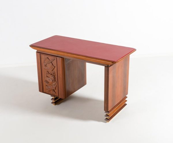 Italian Carved Walnut and Rosewood Desk with Matching Chair, 1960 - Image 9