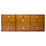 Modernist Pair of Walnut and Brass Chests of Drawers, Italy, 1965