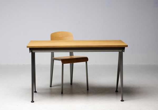 Jean Prouvé Compass Direction Desk Limited RAW Steel and Natural Oak by Vitra - Image 8